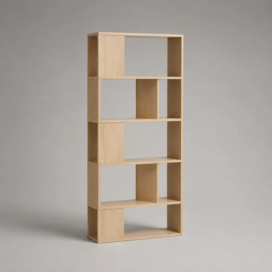 Libreria rettangolare in MDF melaminico effetto rovere naturale con 5 ripiani, 80 × 30 × 180 cm