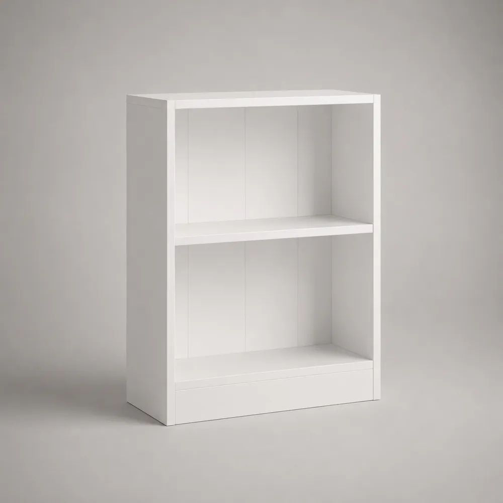 Libreria rettangolare bianca in pannello truciolare melaminico con 2 vani, 80 × 30 × 120 cm