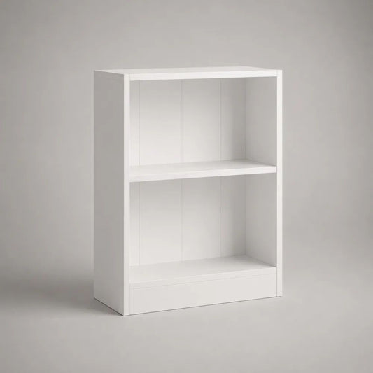 Libreria rettangolare bianca in pannello truciolare melaminico con 2 vani, 80 × 30 × 120 cm