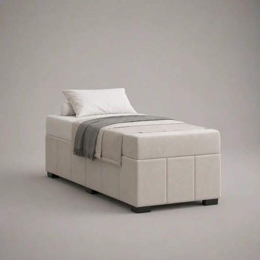 Letto singolo imbottito bianco senza testiera con materasso in schiuma, 90 x 200 cm